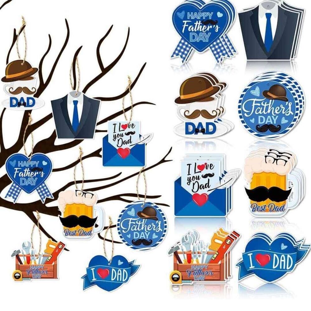 32 Pcs Father's Day Tree Hanging Ornaments Happy Father's Day Pendant with Rope